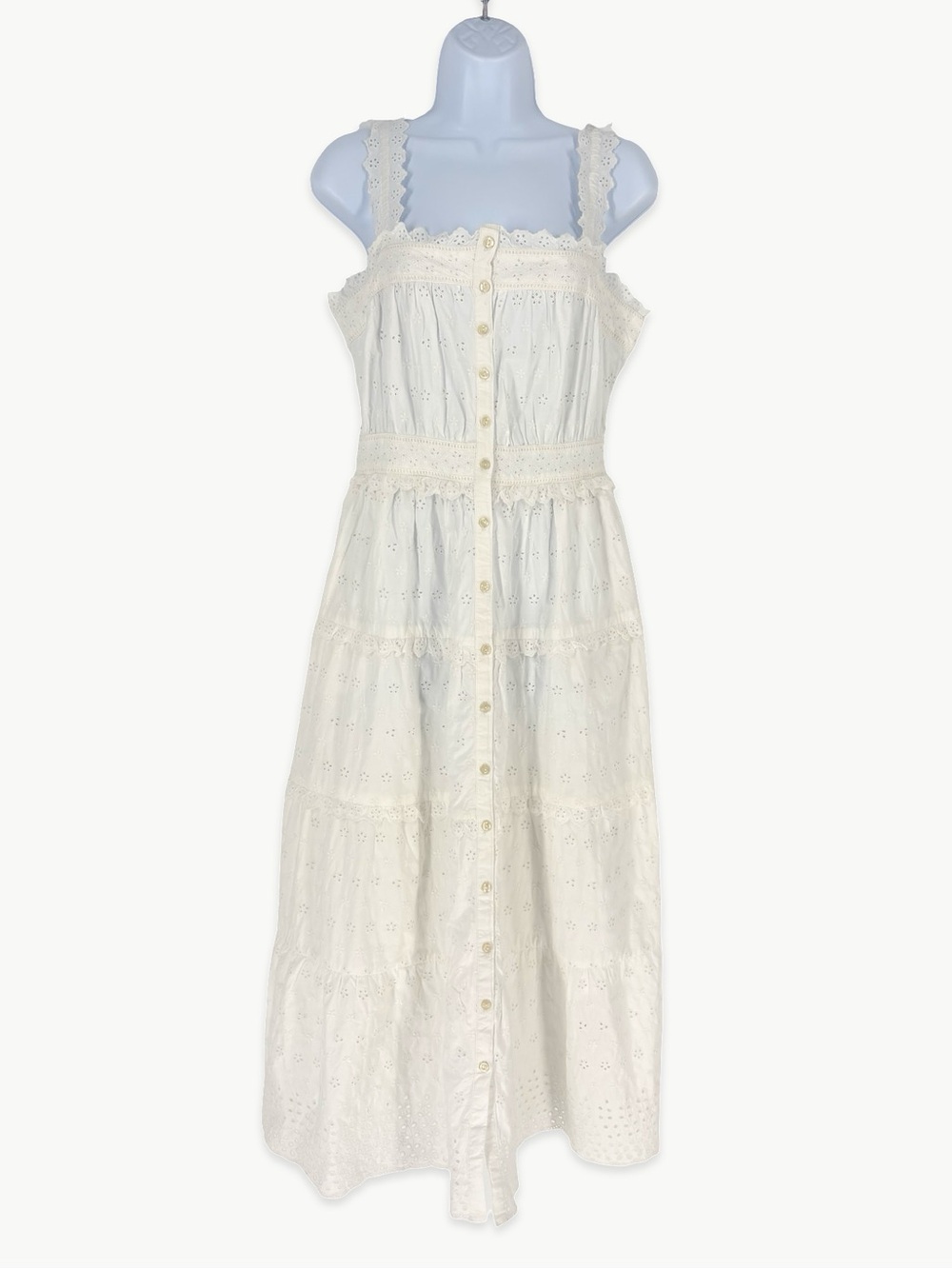 Gap × DÔEN Eyelet Midi Dress Size Small White Cottagecore Prairie Romantic NWT - Picture 2 of 15